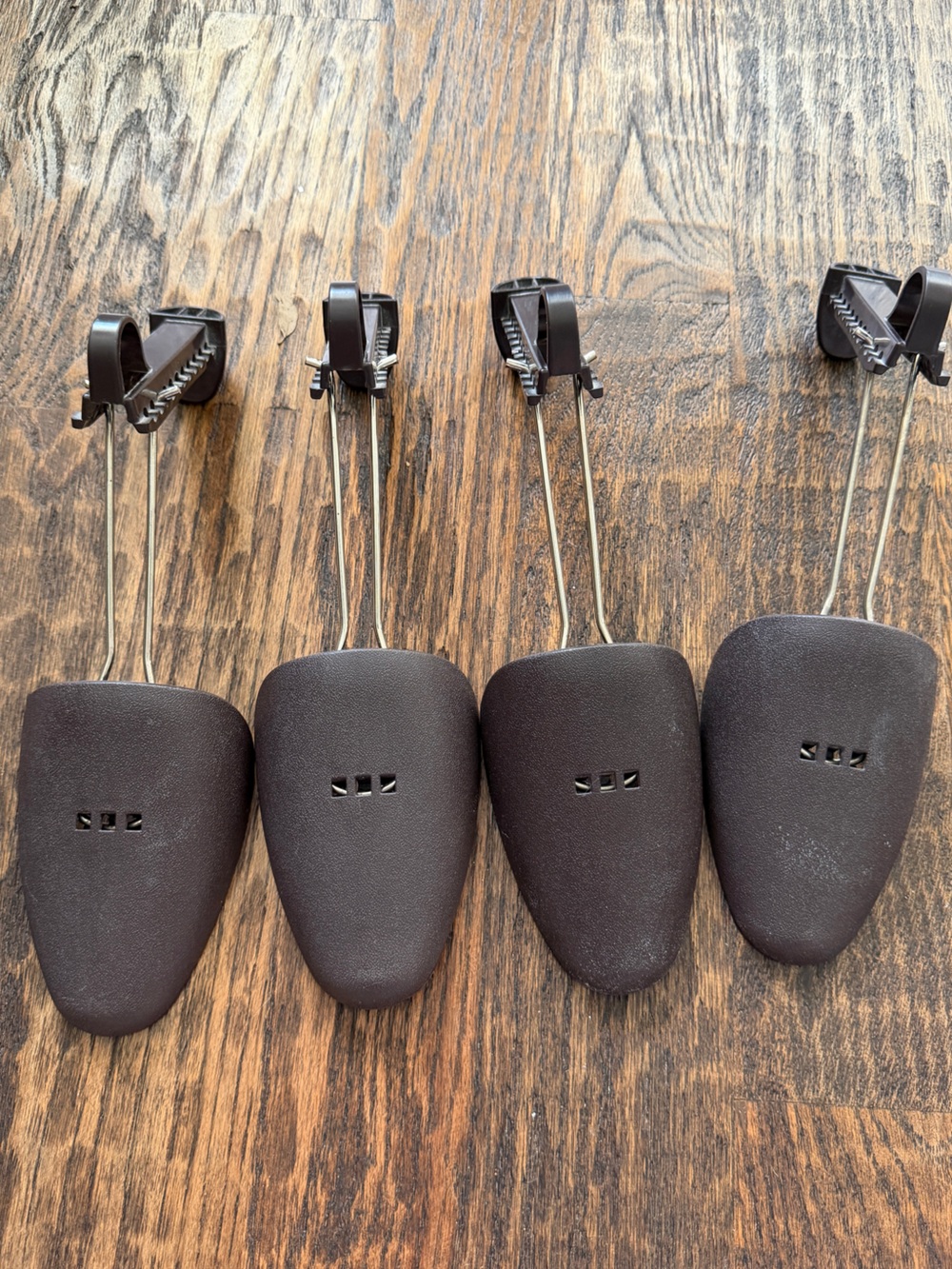 Brown Plastic Shoe Trees Adjustable Shapers Metal Stretchers Lot of 4